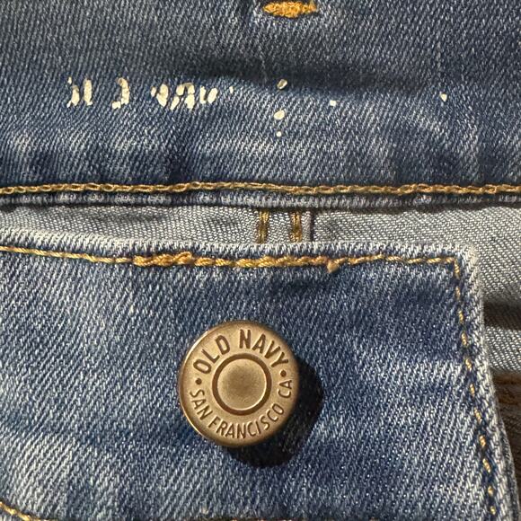 Old Navy SZ 0R Boyfriend Straight Crop Jeans Stretch Whiskered Low-Rise Blue - Picture 6 of 9